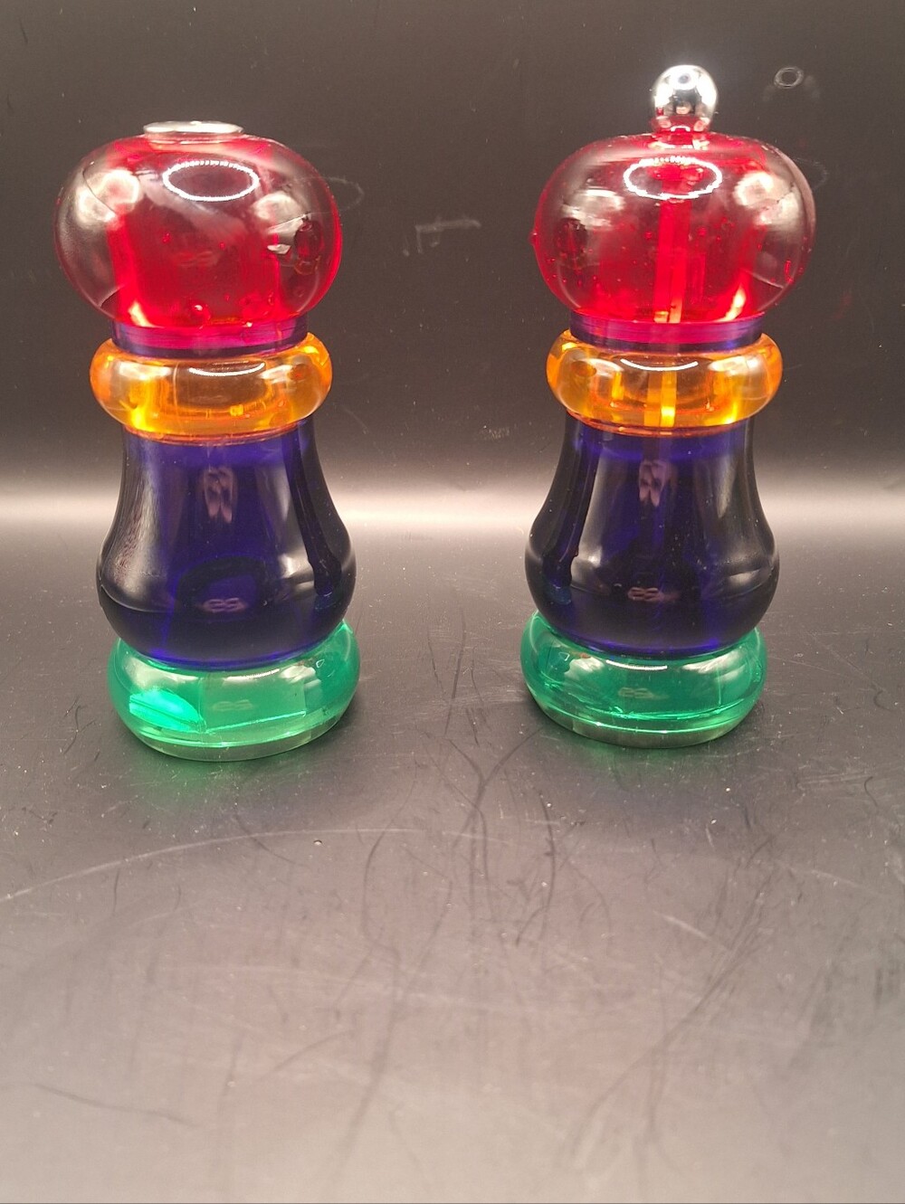 Vintage Olde Thompson 5” Sunset Fiesta MultiColor Salt & Pepper Mill Shaker Set